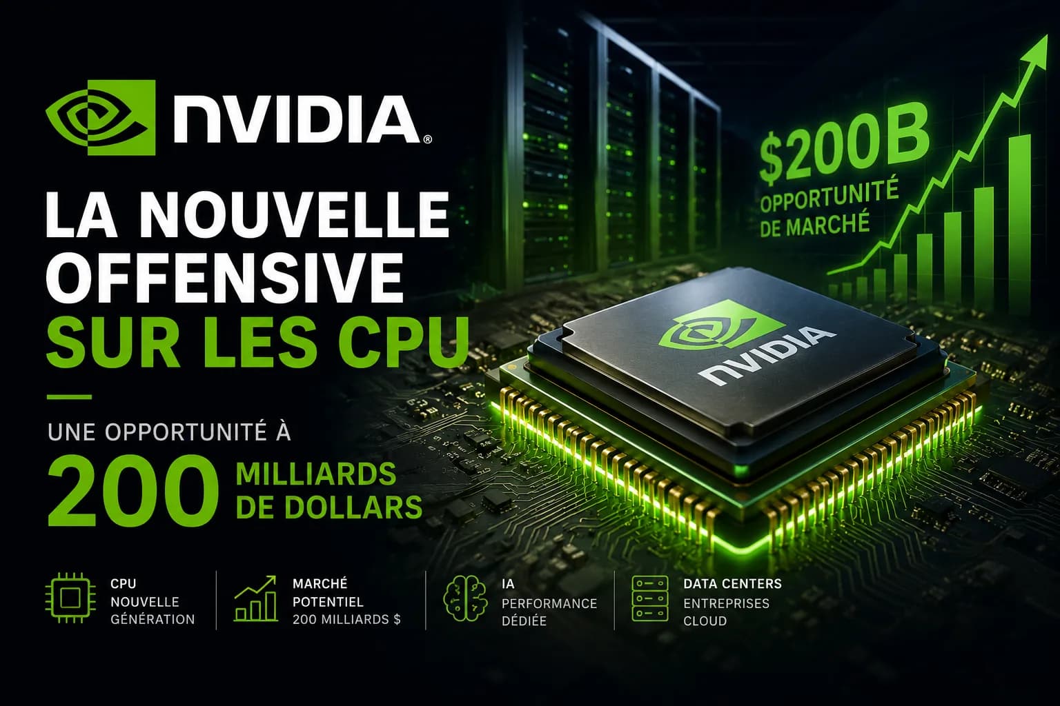 NVIDIA : la nouvelle offensive sur les CPU, une opportunité à 200 milliards de dollars