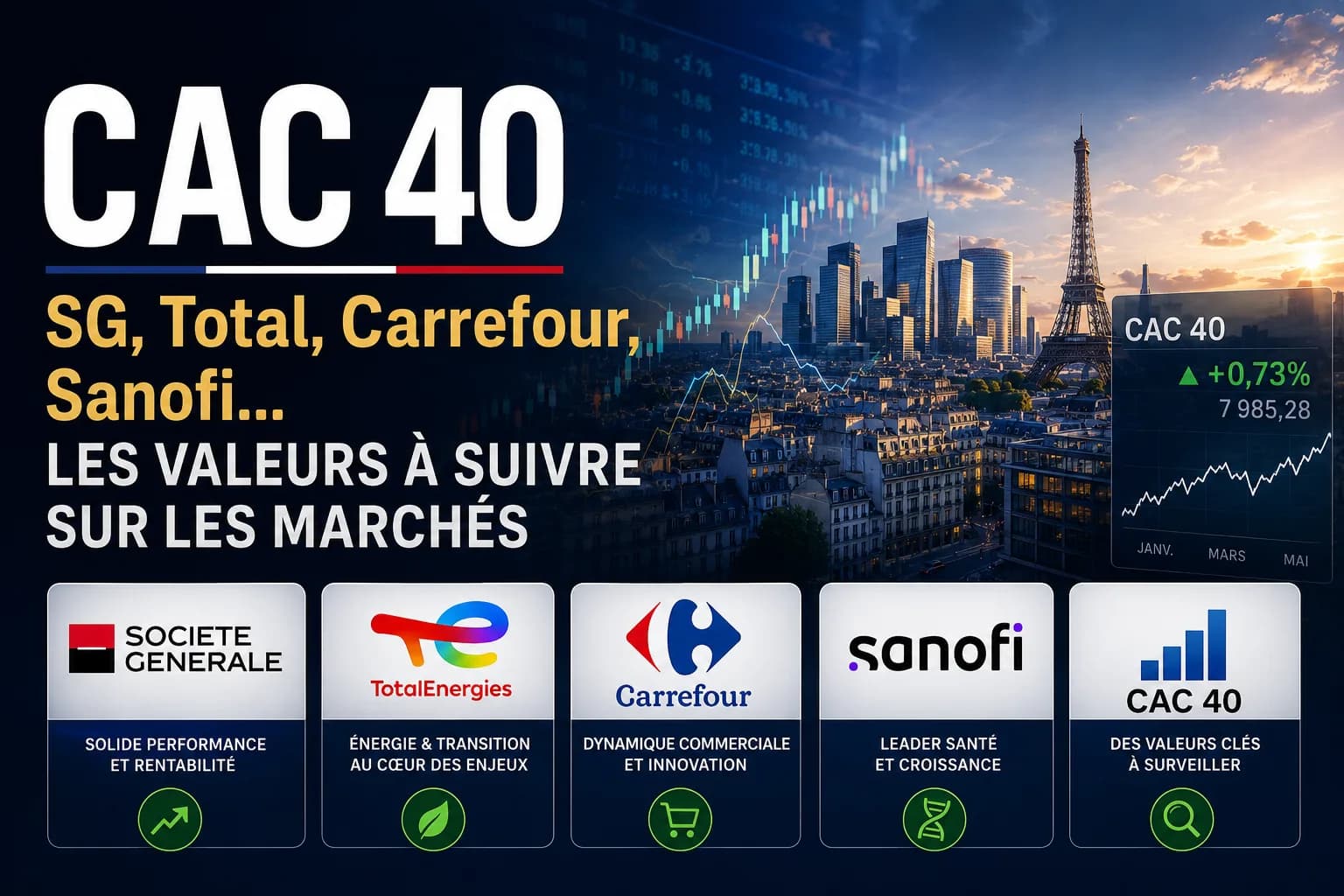 CAC 40 : SG, Total, Carrefour, Sanofi... les valeurs à suivre sur les marchés