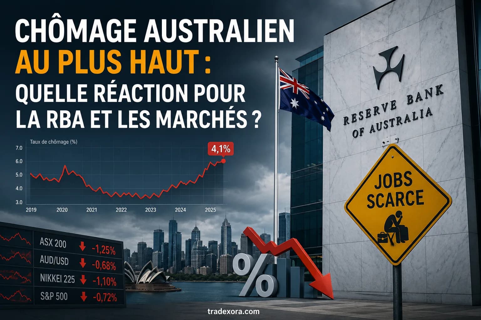 Chômage australien au plus haut : quelle réaction pour la RBA et les marchés ?